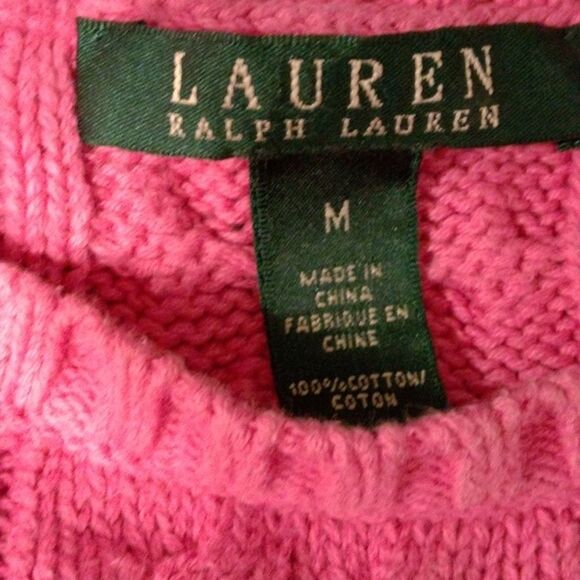 Lauren Ralph Lauren M pink sweater, 100% cotton. Machine washable. - Picture 5 of 6